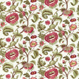 Zoffany Flamestitch Tree Embroidery Evergreen/Tuscan Pink Fabric