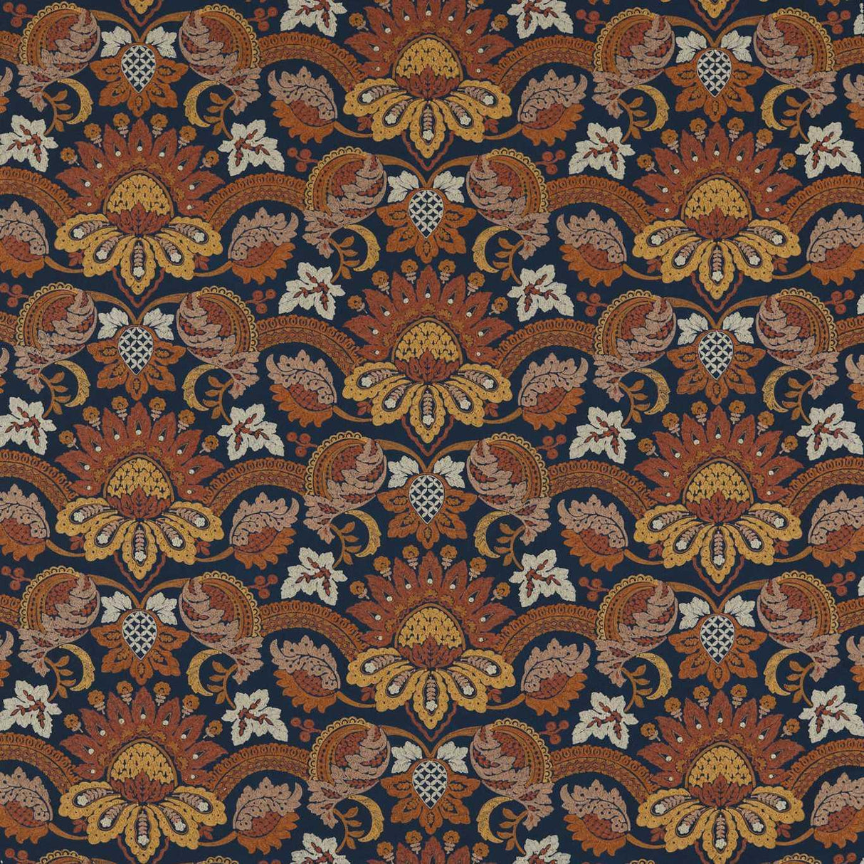 Zoffany Pomegranate Velvet Indigo / Terracota Fabric