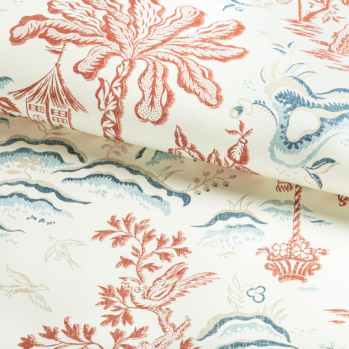 Brunschwig & Fils VALENSOLE RED/BLUE Wallpaper