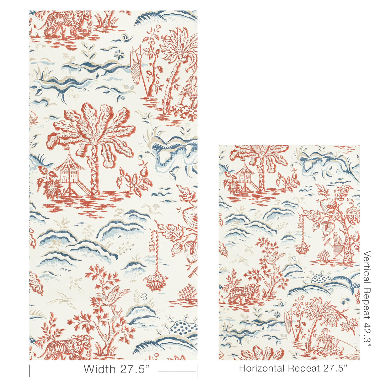 Brunschwig & Fils VALENSOLE RED/BLUE Wallpaper