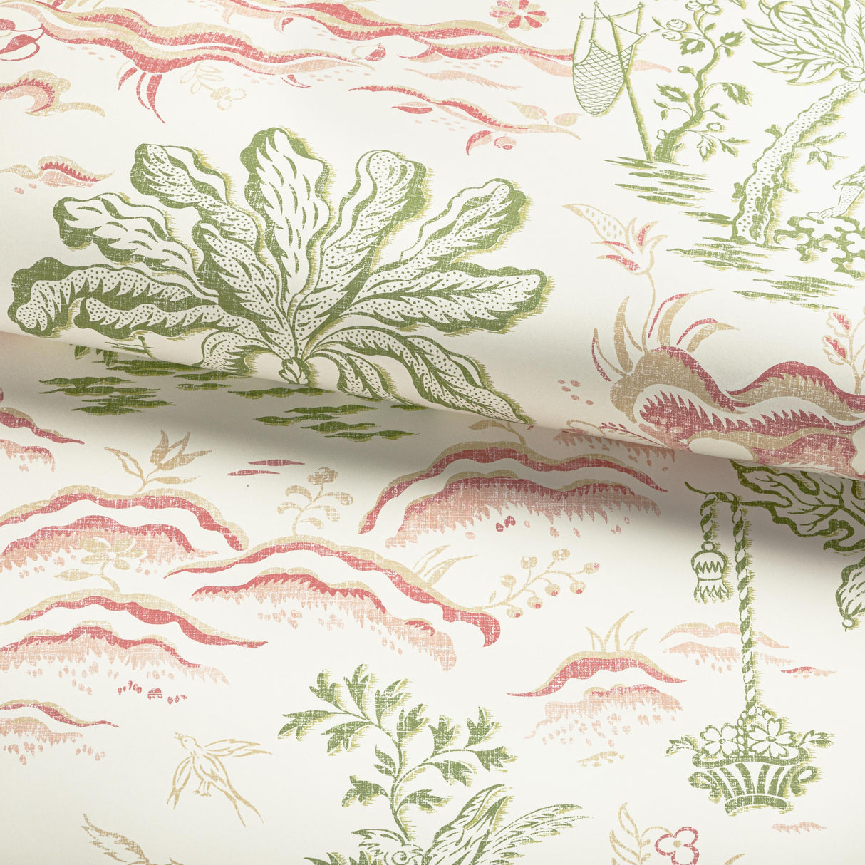 Brunschwig & Fils VALENSOLE LEAF/ROSE Wallpaper