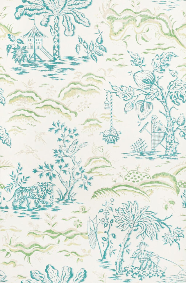 Brunschwig & Fils VALENSOLE TEAL/LEAF Wallpaper