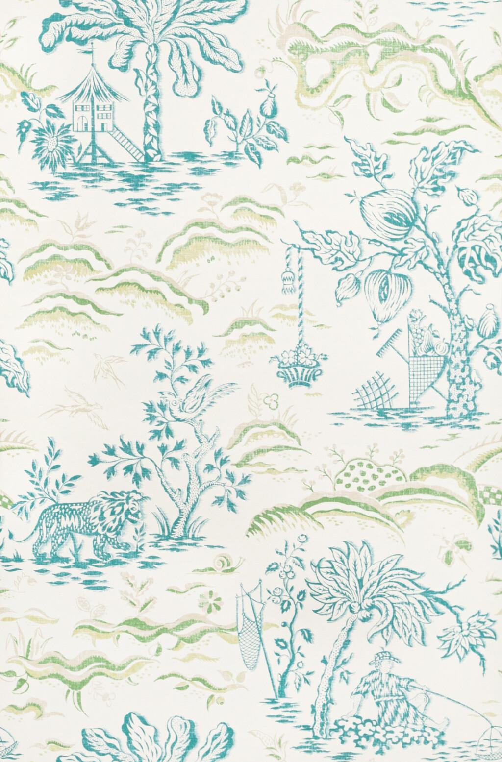 Brunschwig & Fils VALENSOLE TEAL/LEAF Wallpaper