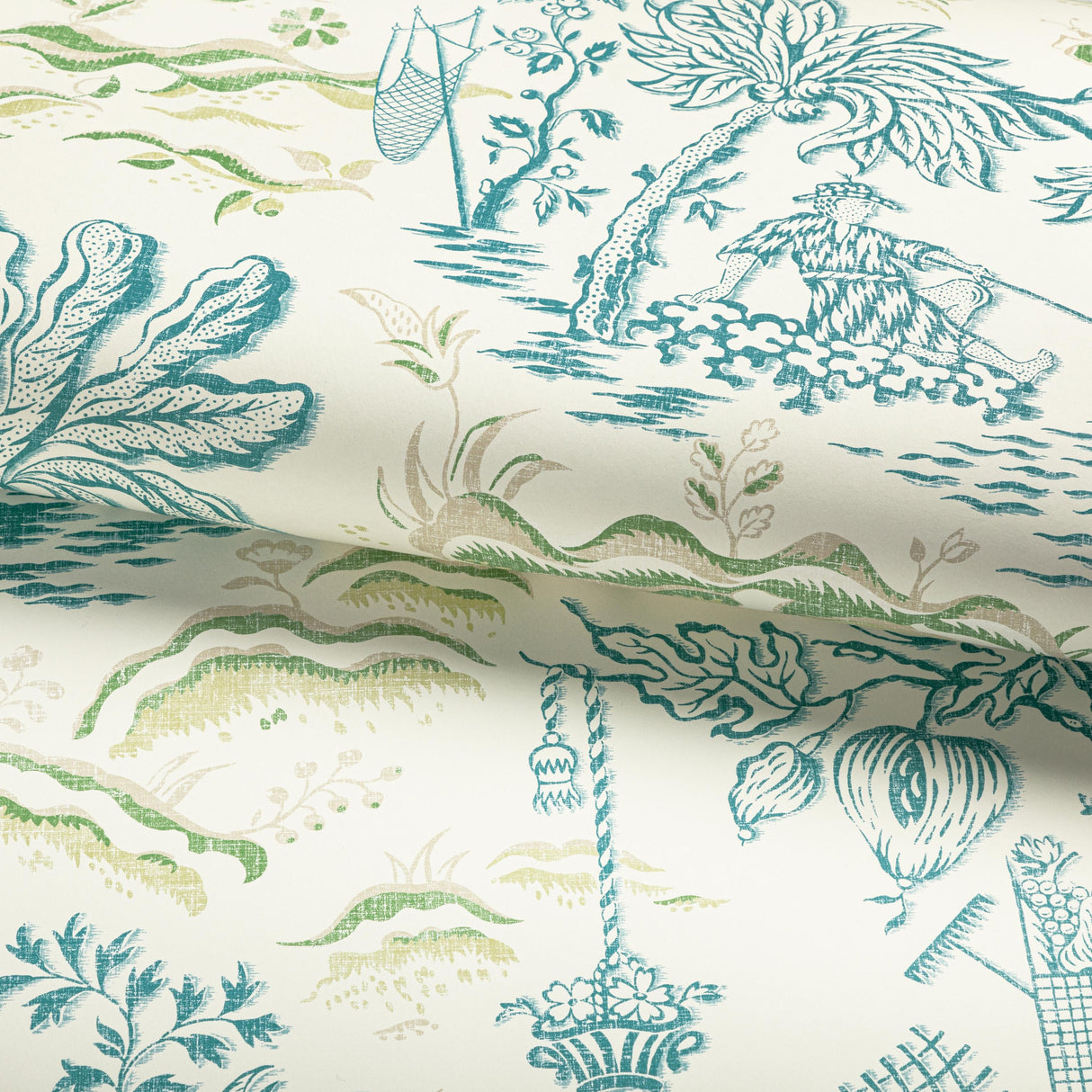 Brunschwig & Fils VALENSOLE TEAL/LEAF Wallpaper