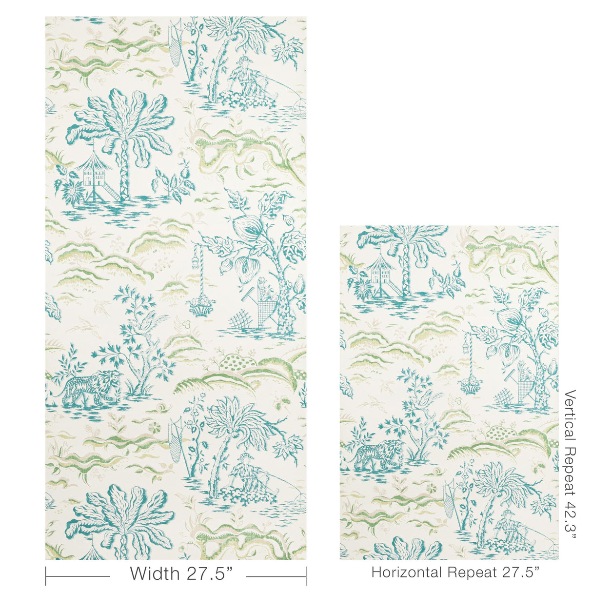 Brunschwig & Fils VALENSOLE TEAL/LEAF Wallpaper