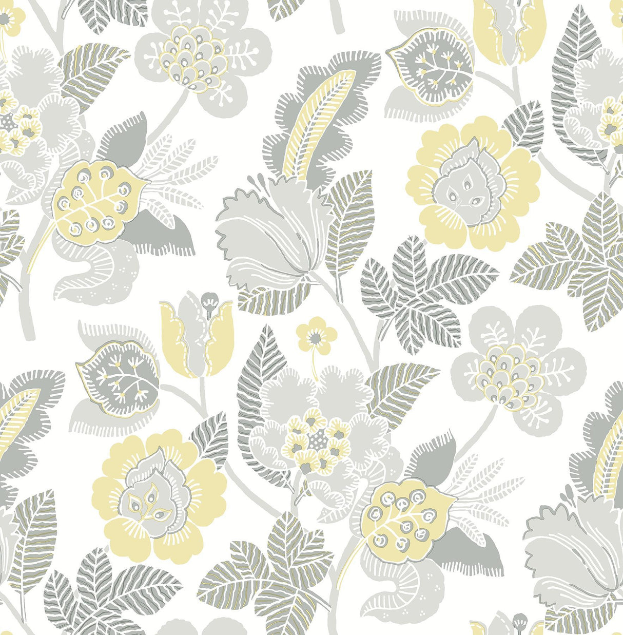 A-Street Prints Jana Light Grey Jacobean Wallpaper