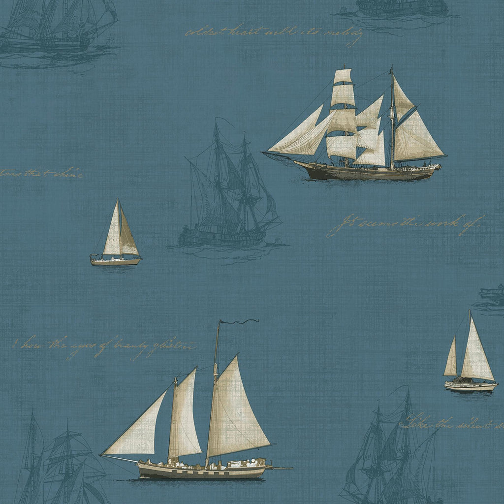 Brewster Home Fashions Andrew Blue Sailboat Wallpaper
