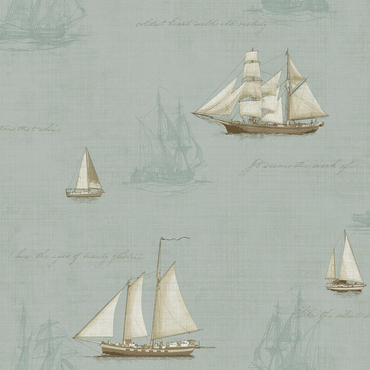 Brewster Home Fashions Andrew Seafoam Sailboat Wallpaper