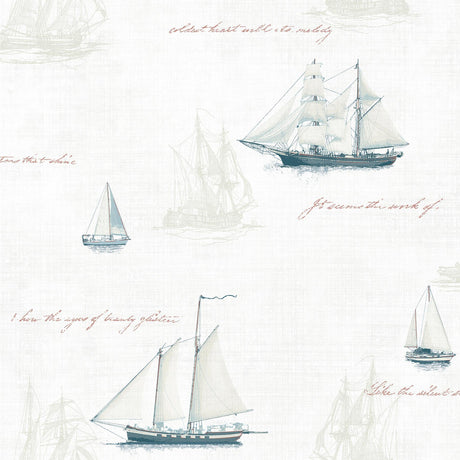 Brewster Home Fashions Andrew White Sailboat Wallpaper