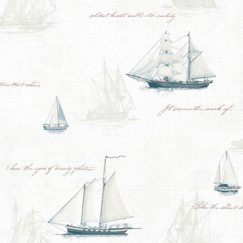 Brewster Home Fashions Andrew White Sailboat Wallpaper