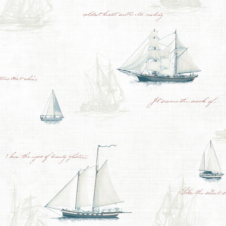 Brewster Home Fashions Andrew Sailboat White Wallpaper