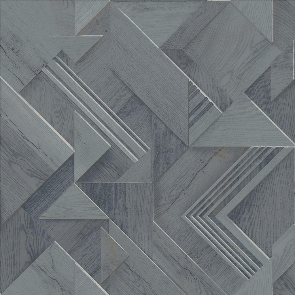 Brewster Home Fashions Cassian Denim Wood Geometric Wallpaper