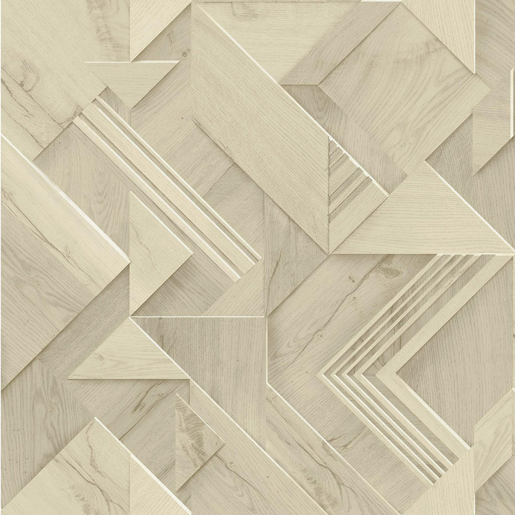 Brewster Home Fashions Cassian Taupe Wood Geo Wallpaper