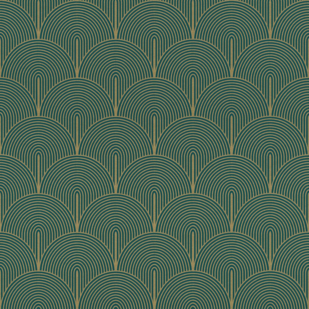 Brewster Home Fashions Oxxon Teal Deco Arches Wallpaper
