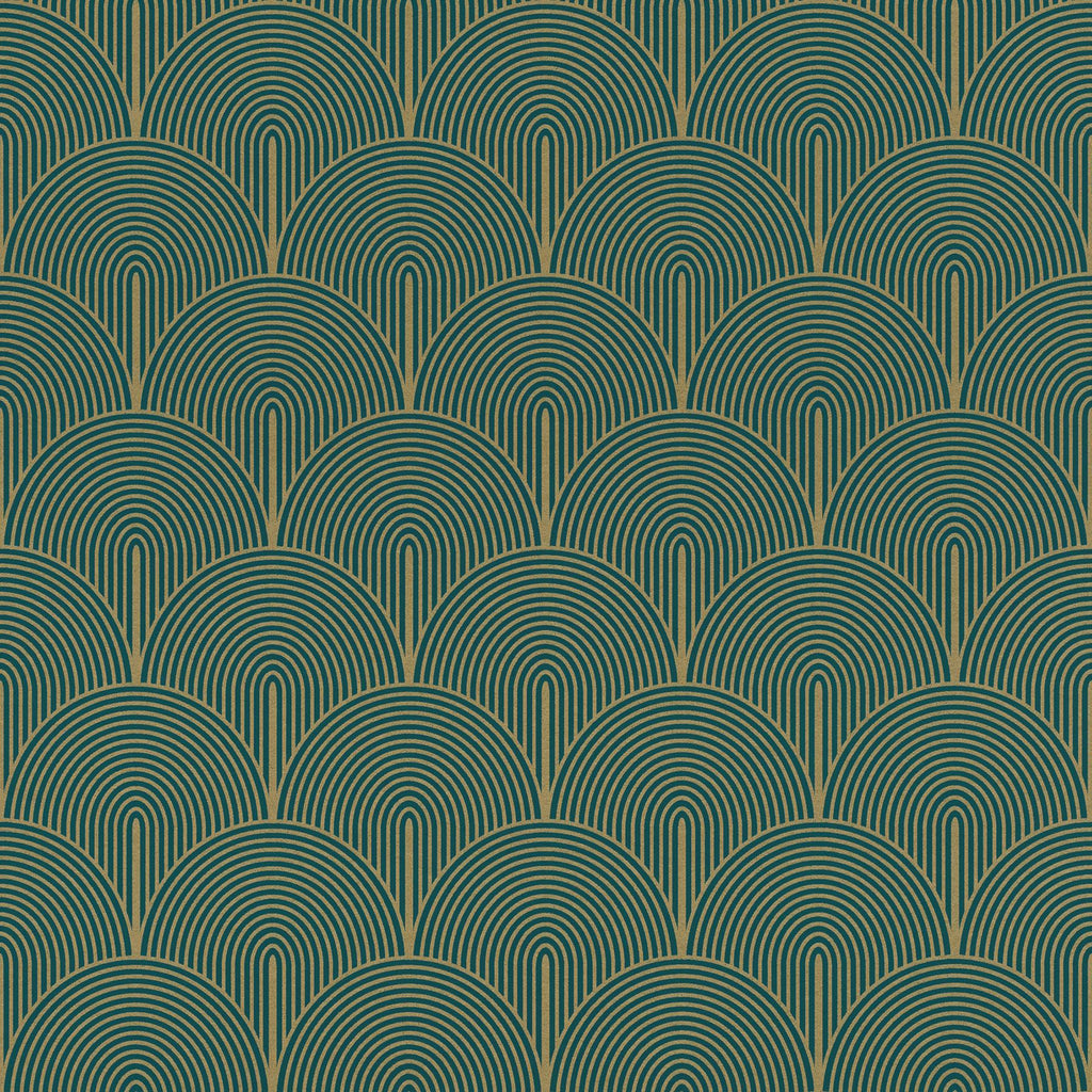 Brewster Home Fashions Oxxon Deco Arches Teal Wallpaper