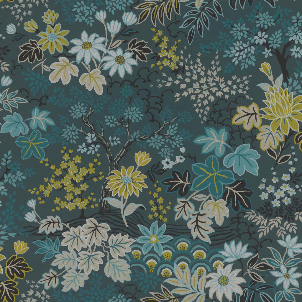 Brewster Home Fashions Vesper Forest Floral Teal Wallpaper
