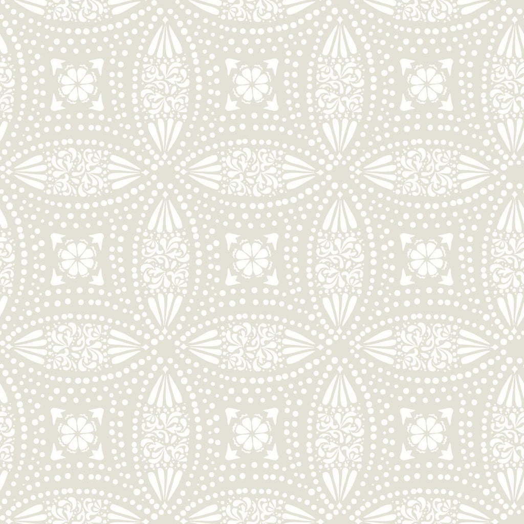 RoomMates Overlapping Medallions Peel & Stick Taupe/White Wallpaper