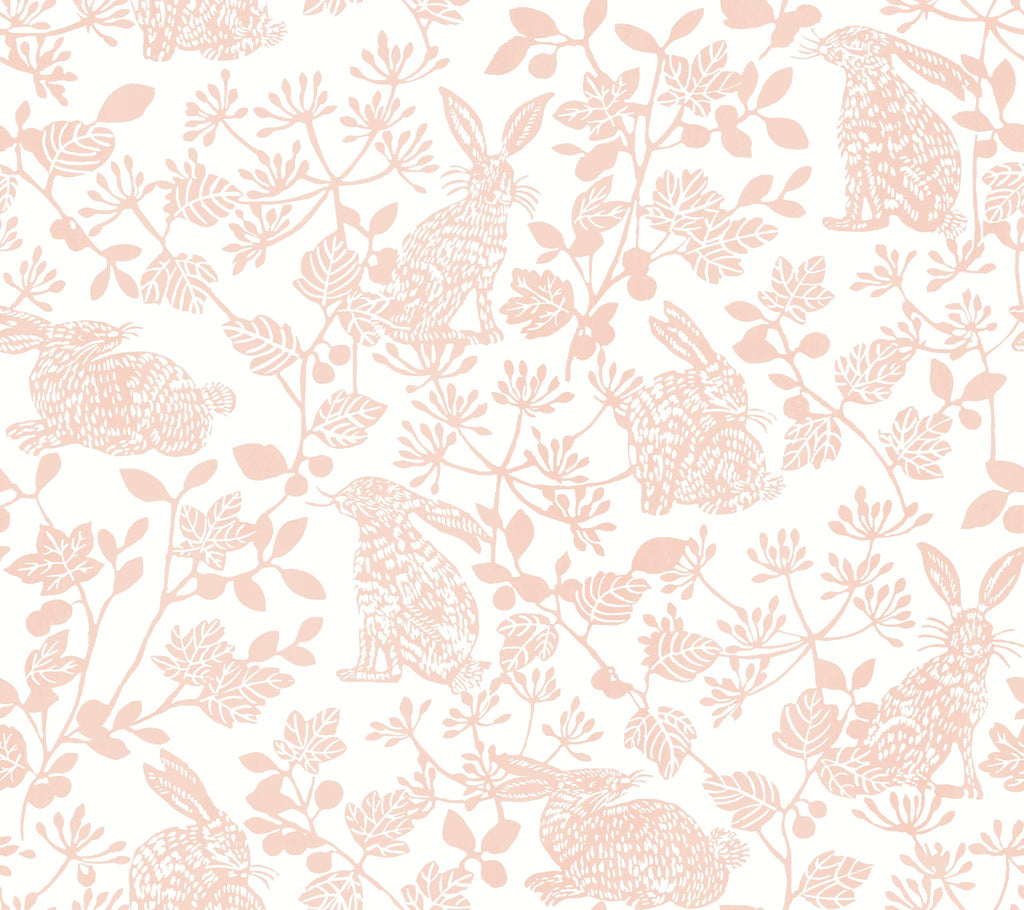 York Botanical Bunnies Peel and Stick Pink Wallpaper