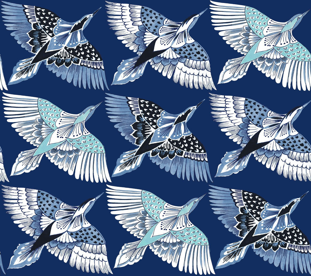 York Feather Flight Peel and Stick Blue Wallpaper