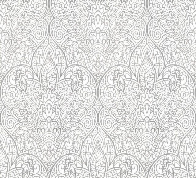 Candice Olson Paradise Bright White/Silver Wallpaper
