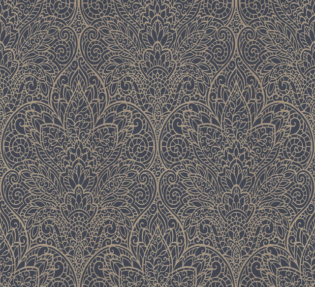 Candice Olson Paradise Navy/Gold Wallpaper