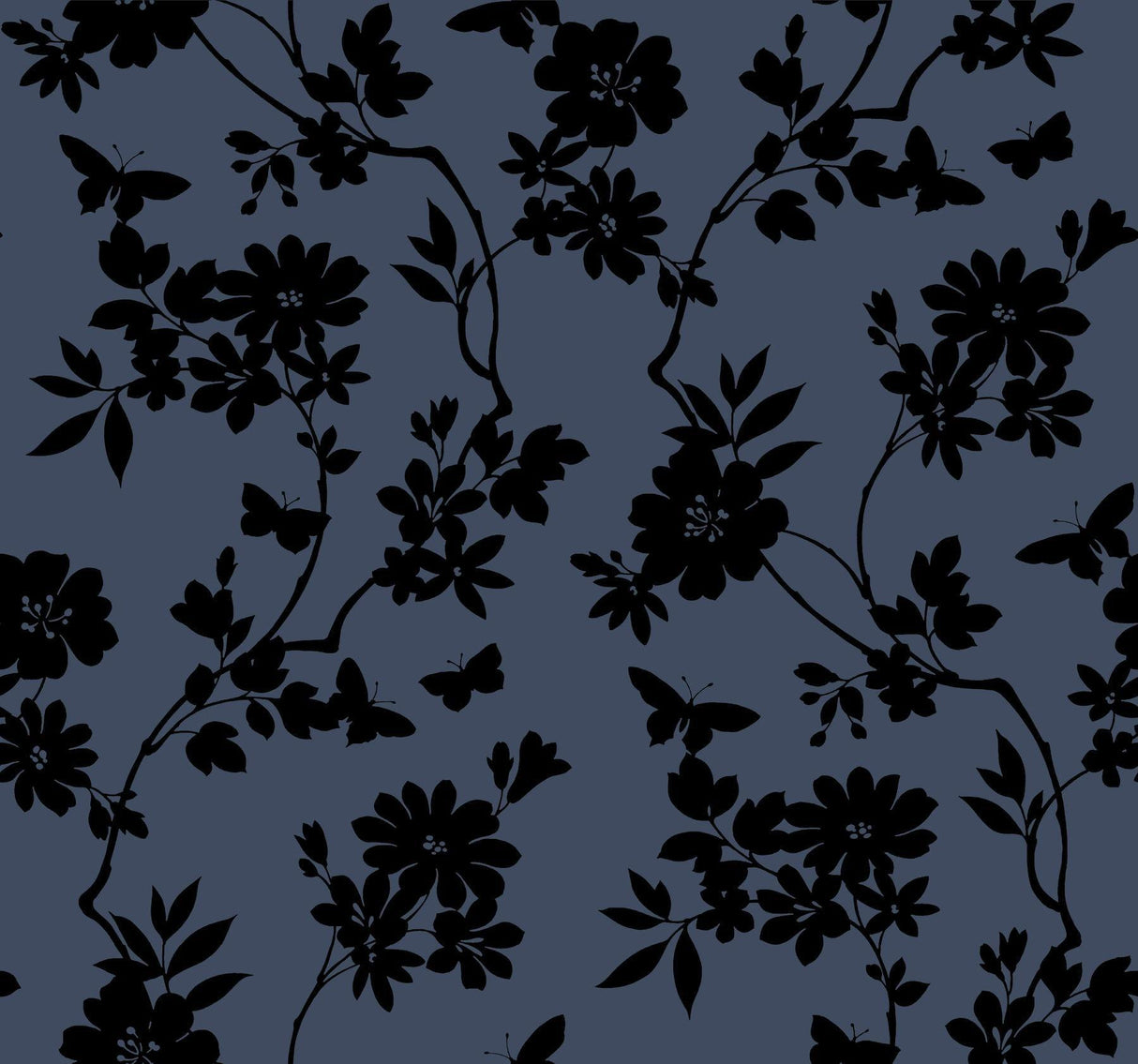Candice Olson Flutter Vine Blue/Black Wallpaper
