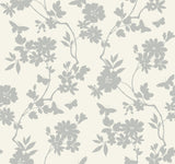Candice Olson Flutter Vine White/Silver Wallpaper