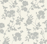 Candice Olson Flutter Vine White/Silver Wallpaper
