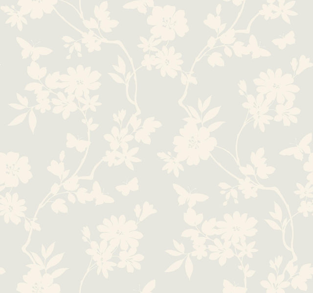 Candice Olson Flutter Vine White Wallpaper