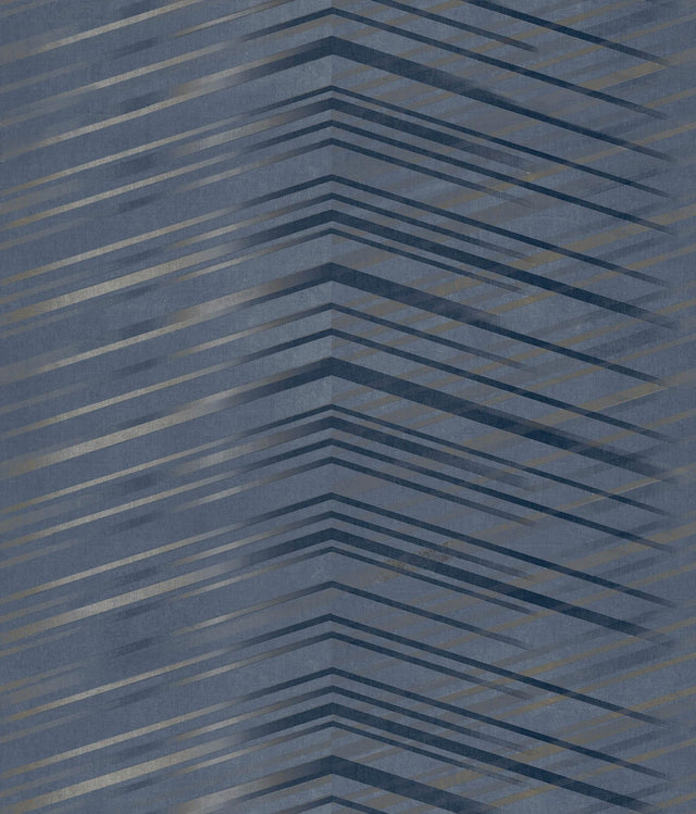 Candice Olson Glistening Chevron Navy Wallpaper