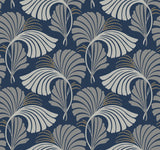 Candice Olson Dancing Leaves Navy Wallpaper