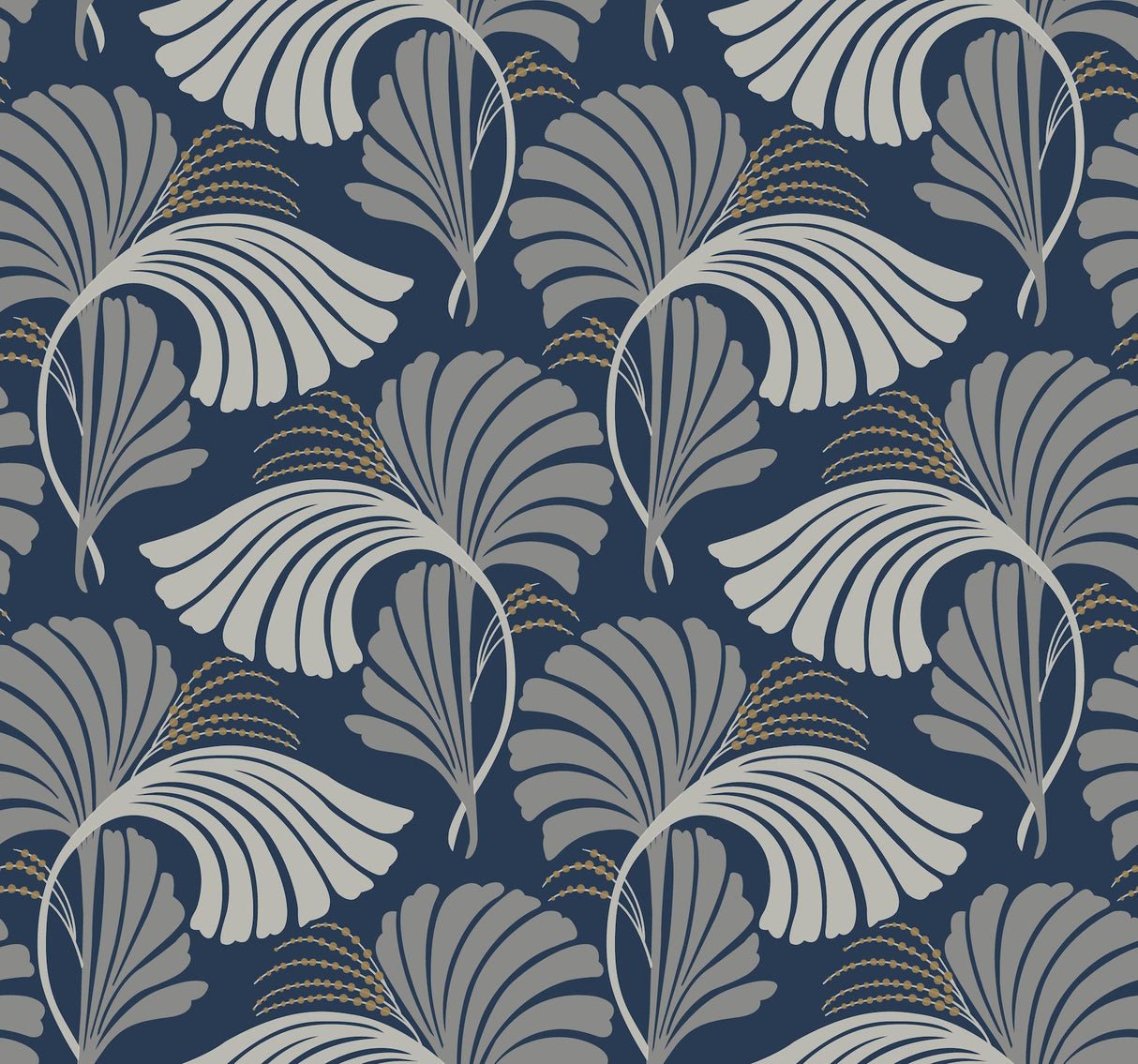 Candice Olson Dancing Leaves Navy Wallpaper
