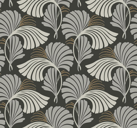 Candice Olson Dancing Leaves Black Wallpaper