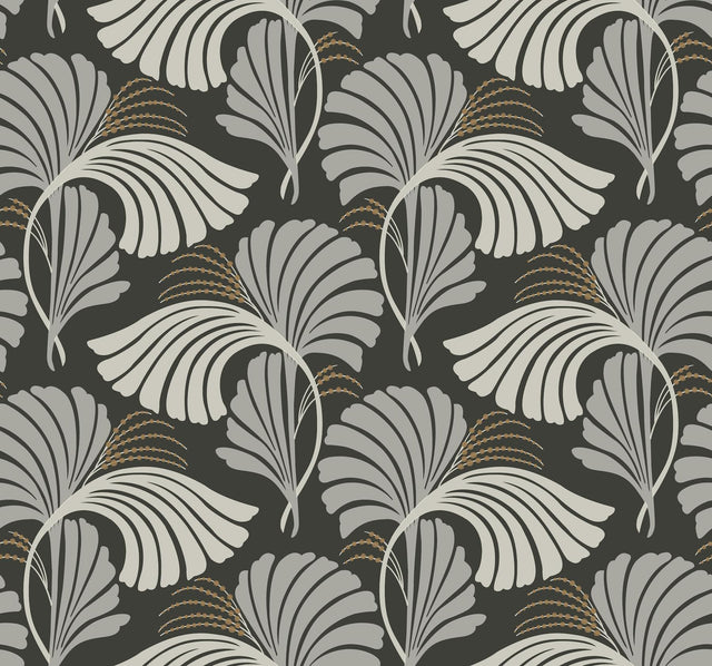 Candice Olson Dancing Leaves Black Wallpaper