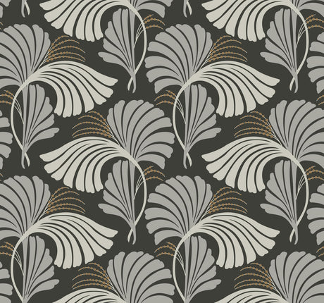 Candice Olson Dancing Leaves Black Wallpaper