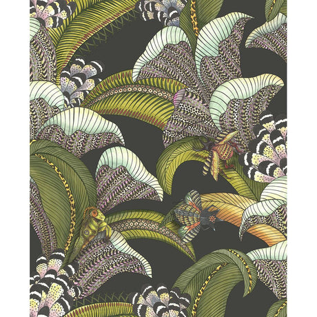 Cole & Son HOOPOE LEAVES OLIVE BLACK Wallpaper