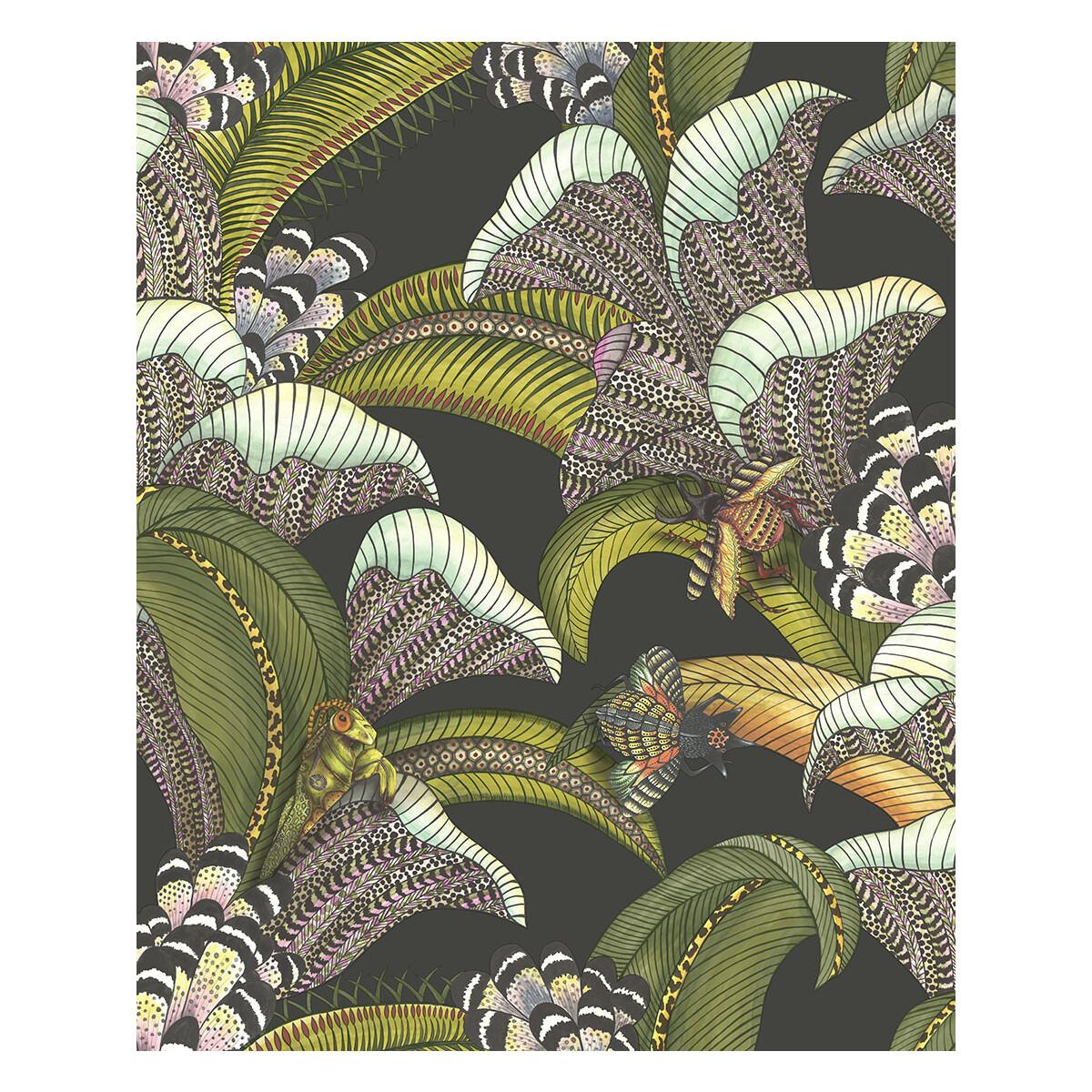 Cole & Son Hoopoe Leaves Olive Black Wallpaper