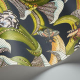 Cole & Son HOOPOE LEAVES OLIVE BLACK Wallpaper