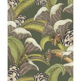 Cole & Son HOOPOE LEAVES SPRING GREEN AND CORAL Wallpaper