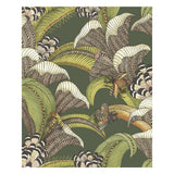 Cole & Son Hoopoe Leaves Spring Green And Coral Wallpaper