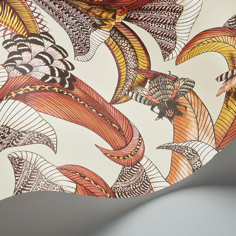 Cole & Son HOOPOE LEAVES CRIMSON Wallpaper