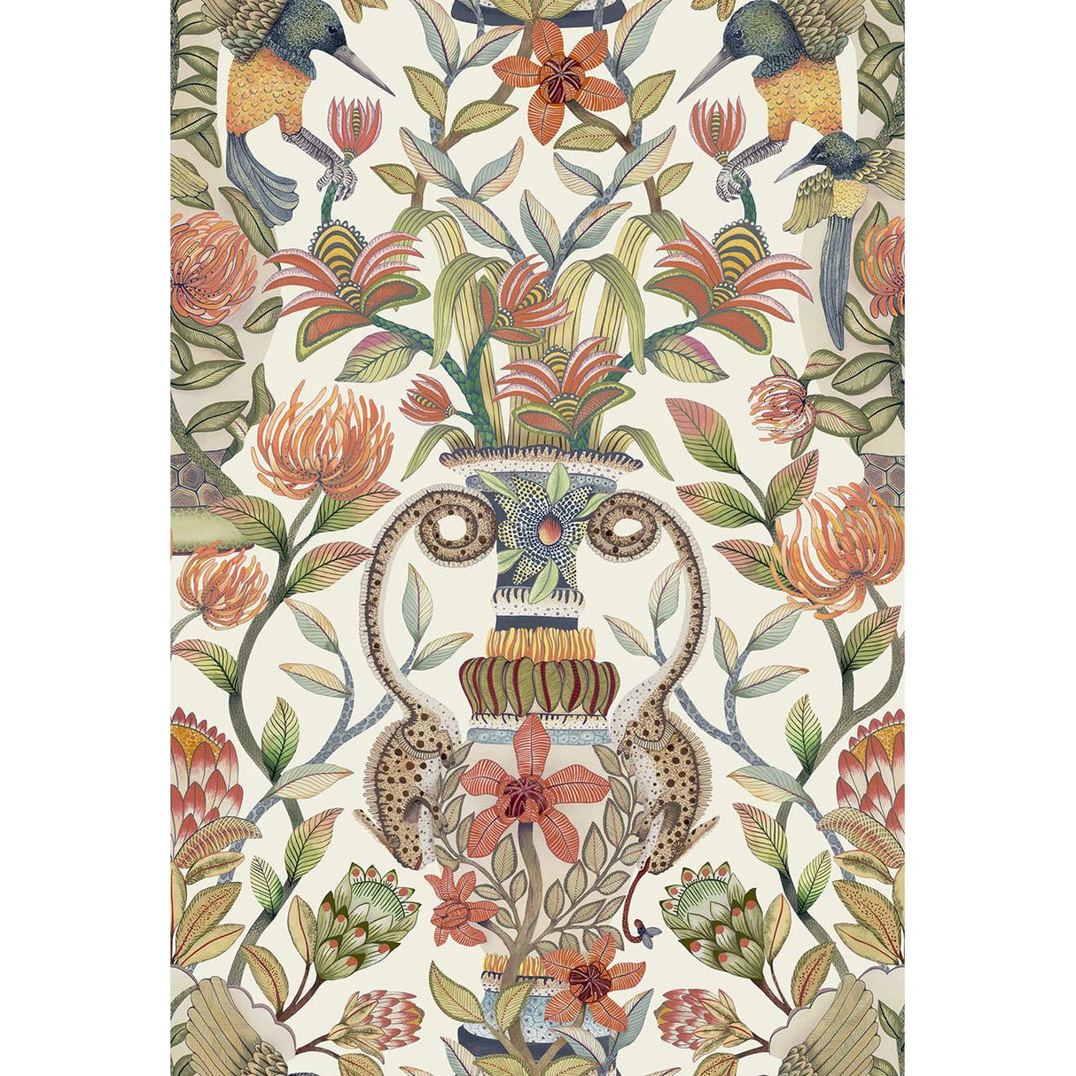 Cole & Son PROTEA GARDEN SILK OLVGRN&TNGRN/WHT Wallpaper