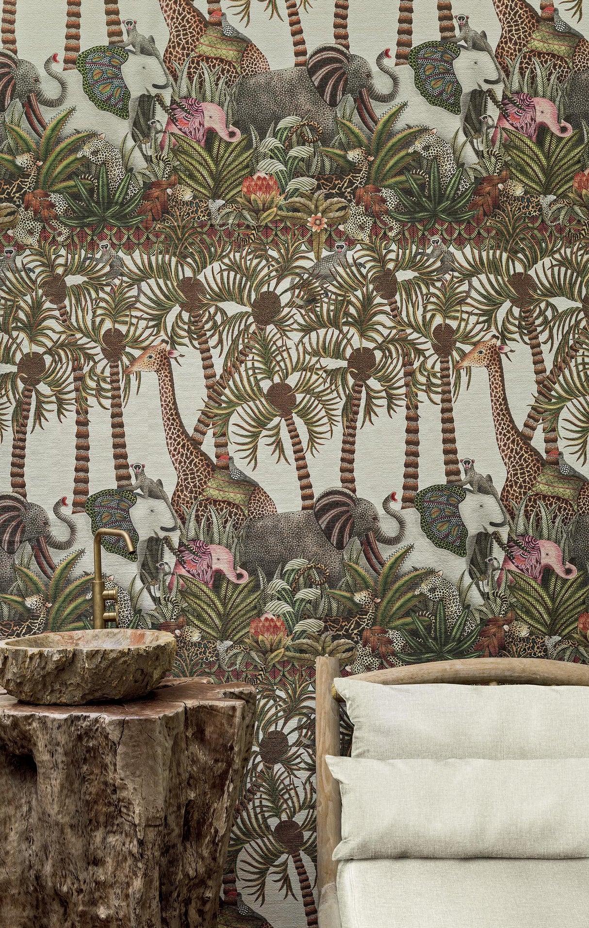 Cole & Son LETABA MARCH GRASSCLOTH SPGRN&GNGR/CRM Wallpaper