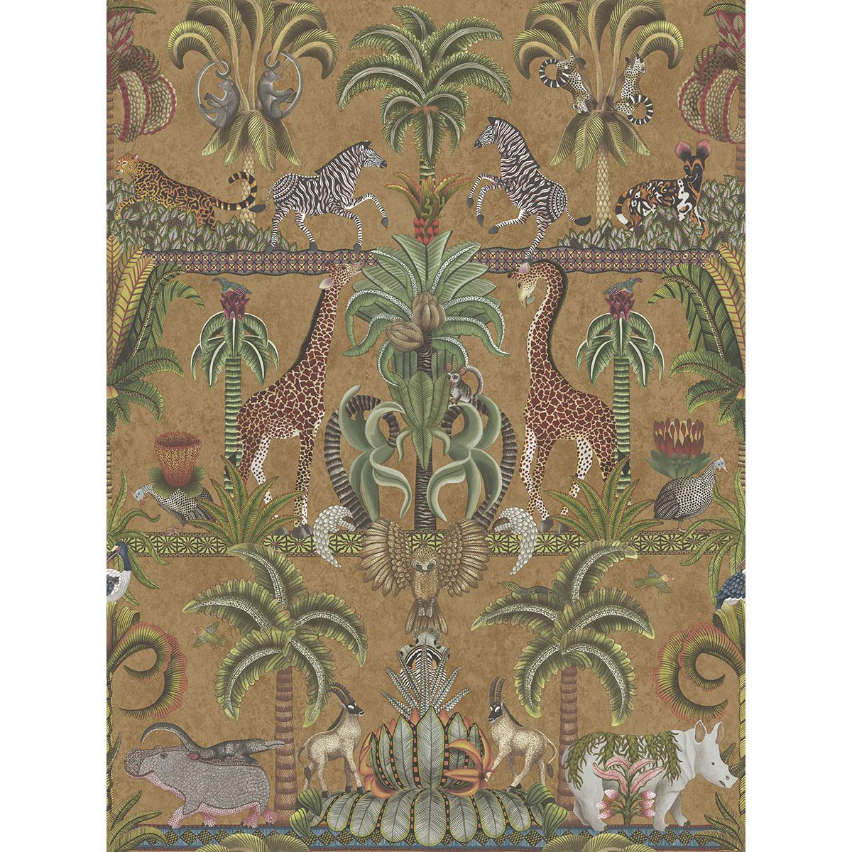 Cole & Son AFRIKA KINGDOM OLGRN/SPGRN/MT BRONZ Wallpaper