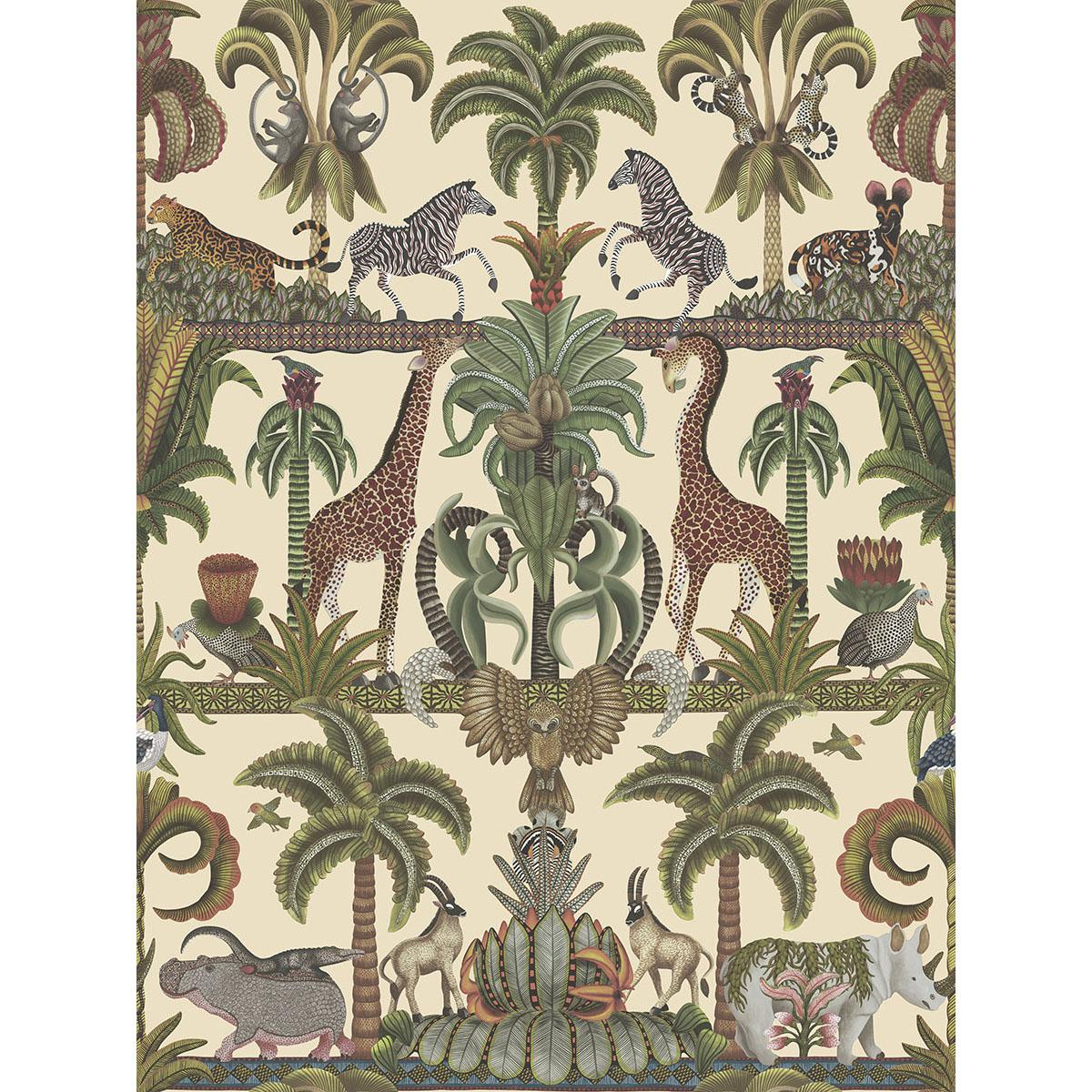 Cole & Son AFRIKA KINGDOM OLGREEN & SPGREEN/CREAM Wallpaper