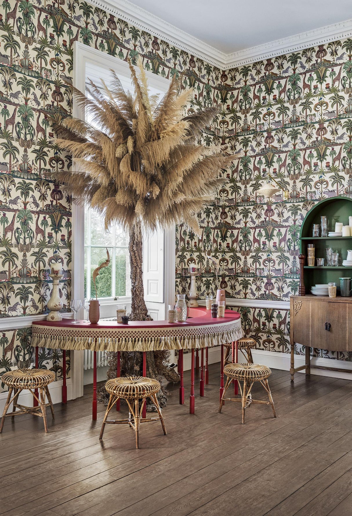 Cole & Son AFRIKA KINGDOM OLGREEN & SPGREEN/CREAM Wallpaper