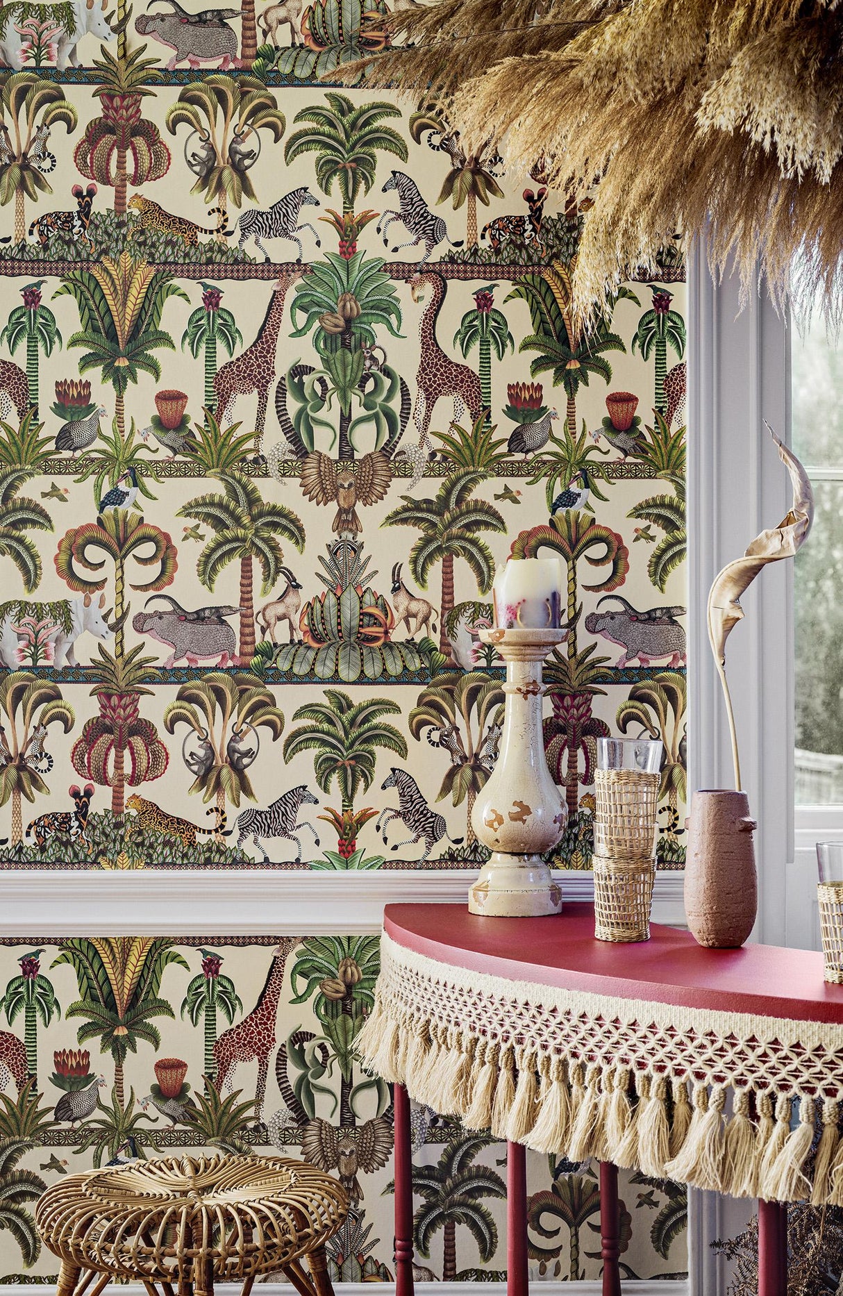 Cole & Son AFRIKA KINGDOM OLGREEN & SPGREEN/CREAM Wallpaper