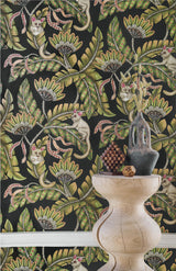 Cole & Son BUSH BABY SPGRN&ORNG/BLCK Wallpaper