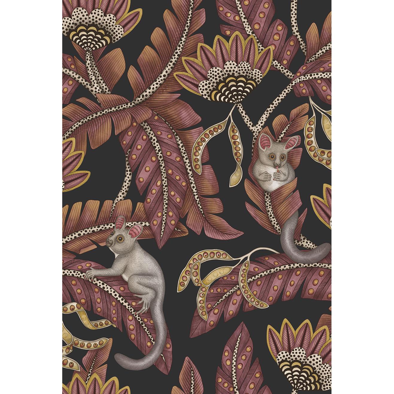 Cole & Son Bush Baby Crmsn&Mrgld/Chrcl Wallpaper