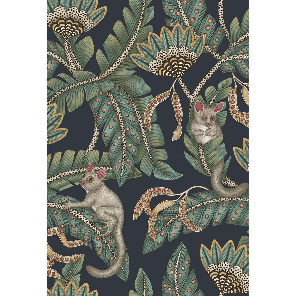 Cole & Son BUSH BABY TEAL&OCHRE/INK Wallpaper